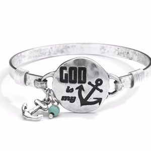 God is my Anchor Silver Tone bracelet